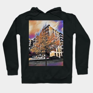 Lone tree in front of a building Hoodie